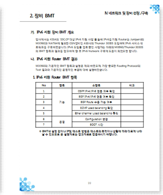 장비 테스트 항목