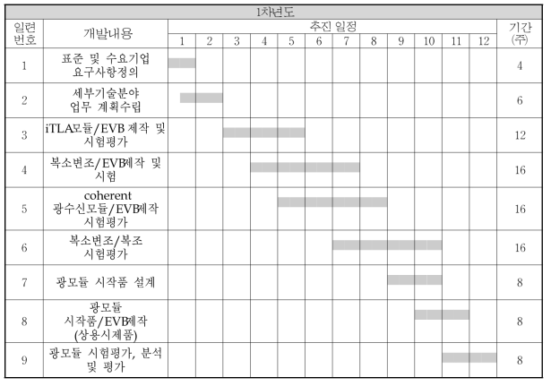 연구개발 추진 일정