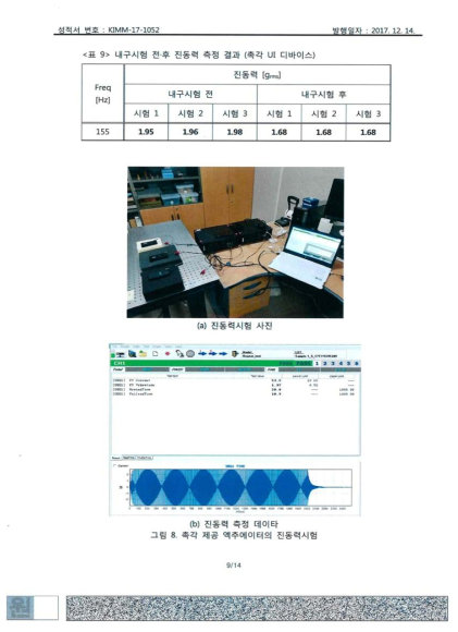 내구수명 시험 인증서