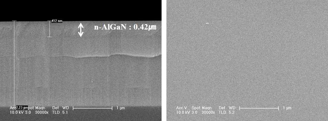 n-AlGaN 에피구조에 대한 단면/표면 특성