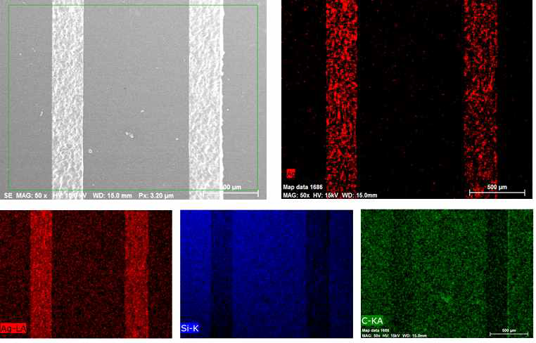 은 나노와이어 함침형 투명전극 패턴의 EDS mapping 분석 결과