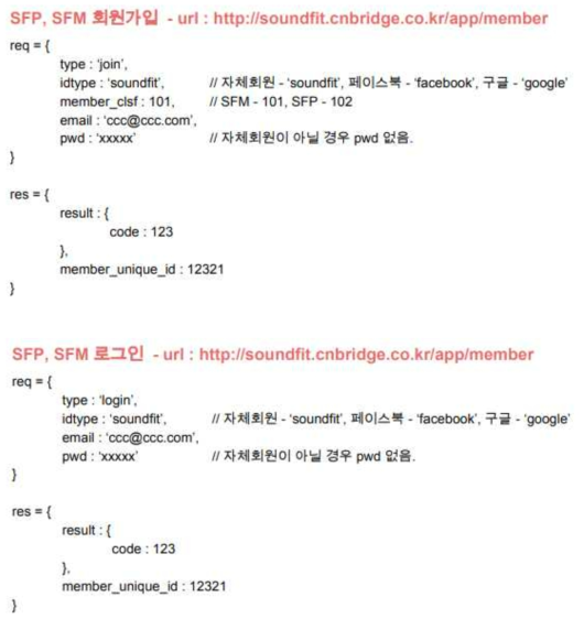 로그인을 위한 API 중 일부