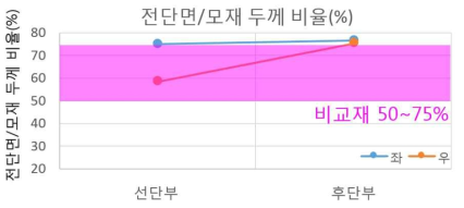 전단면/모재 두께 비율(%)