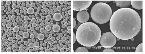 AP&C社 Ti-6Al-4V 합금 분말의 SEM 형상