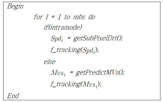 Tracking 알고리즘 pseudo 코드