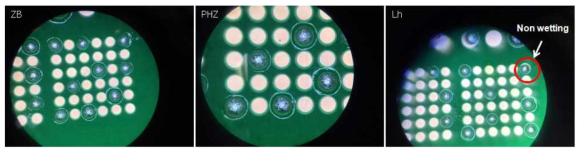 3종 경화제 적용 wetting 결과