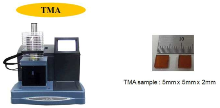 에폭시 기반 다기능 접합소재의 TMA 측정 장비 및 시료