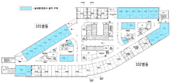 S병원 실내환경 측정센서 설치구역