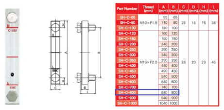 SH-C-800 Fluid Level Gauge 사양