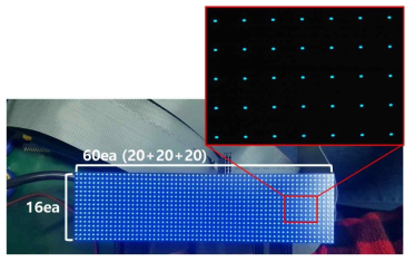 Micro LED array 시제품의 발광 이미지