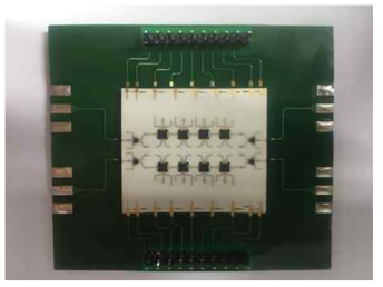 특성평가용 pcb에 부착된 TTD 모듈의 사진