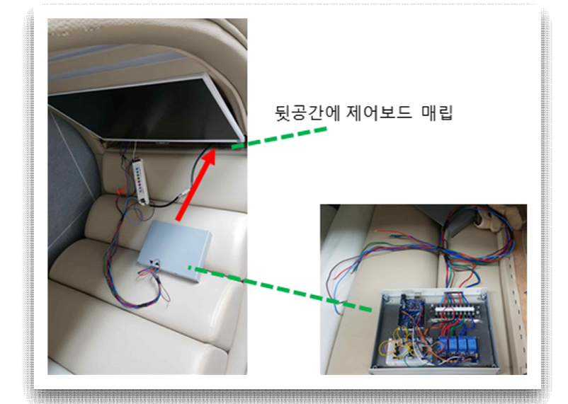 제작된 제어보드의 내부 모습 및 옥시스파에 연결된 모습