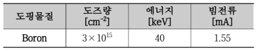 전산모사를 통해 확보한 기판 후면의 이온주입 공정 세부조건