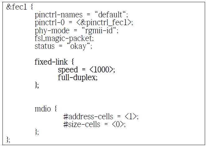 Fixed PHY 디바이스 트리 설정