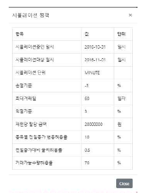 시뮬레이션 정책 메뉴