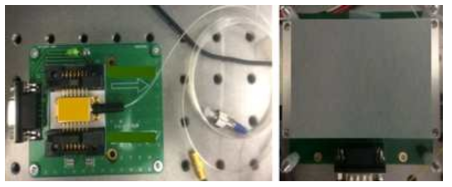 레이저 다이오드가 설치된 마운트 보드(좌) 및 비대칭 간섭계 모듈과 장착 보드(우)