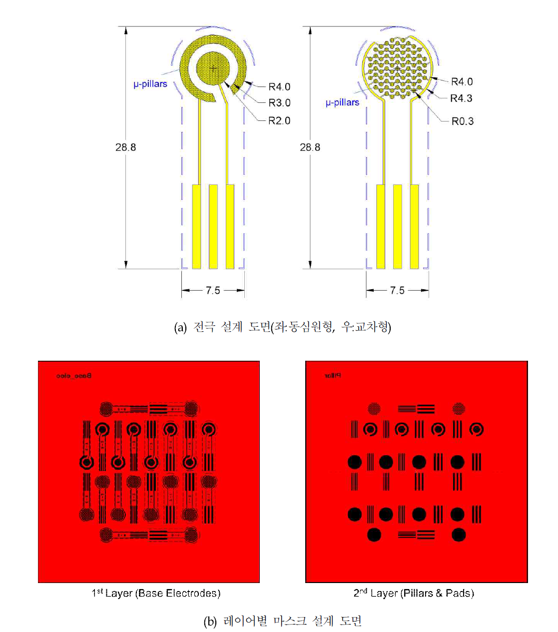 피부 전도도 측정용 전극 1차 설계 도면