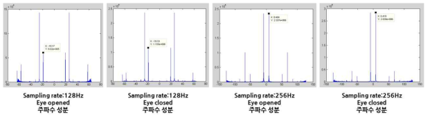 EEG 측정 데이터의 주파수 성분 분석 결과