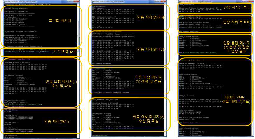 보안관리 서버 시험결과 화면