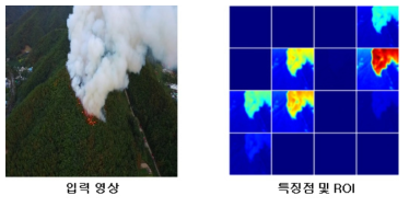 개발 기술에 대한 영상 입력 시, 특징점 및 ROI 검출 예시