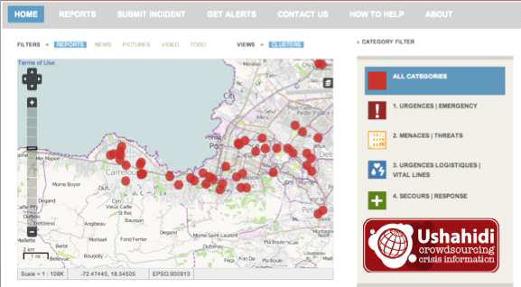 우샤히디 플랫폼 활용 사례: 아이티 지진 현장 정보 관리