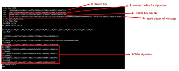 Public Key 암호모듈 ECDSA P-256 SoC Board Test