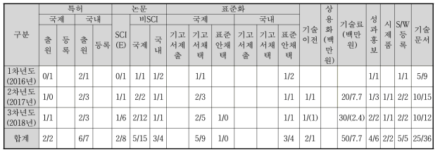 정량적 산출물 성과 목표 달성여부 (목표치/실적치)