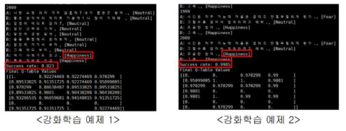 강화 학습의 결과 예제