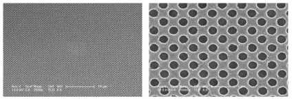 SEM images of nanotranferred TiO2 nanoparticle based superstructure