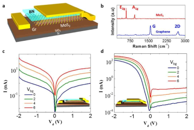 Graphene/MoS2 다이오드 개략도와 ATG 유무에 따른 전기적 특성 변화