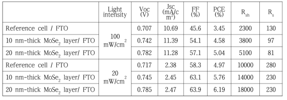 수직 성장한 MoSe2 박막을 carrier guiding layer로 활용한 PV 소자의 특성