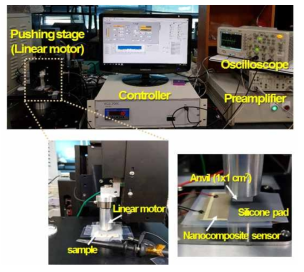 압전 나노복합체 센서 압력감도 평가 장비