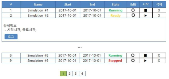 시뮬레이션 관리 기능