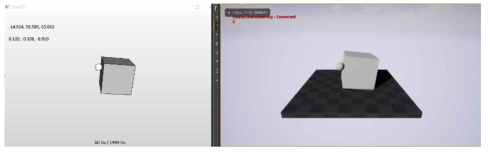 CHAI 3D(좌)와 Unreal Engine(우)을 동시에 사용하는 소프트웨어 프레임워크 구성
