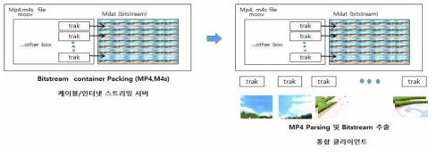 MP4 container 기반의 분할영상 파싱 및 bitstream 추출기술 개발