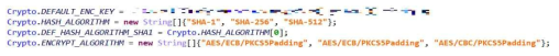 헤더 암호화에 사용된 암호 알고리즘 및 고정키 정보