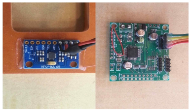 개발된 센서 모듈 내 IMU 및 MUC PCB 보드