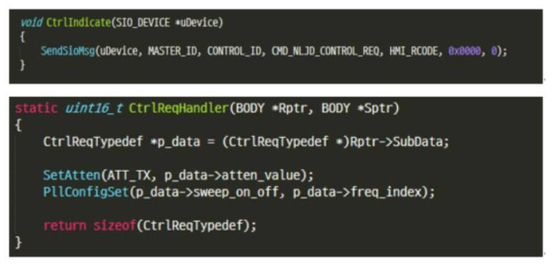 CtrlIndicate 함수(위), CtrlReqHandler 함수