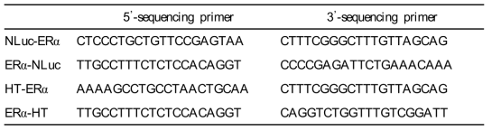 hERα NanoBRET 융합 벡터 시스템을 염기서열 검정에 이용한 primer