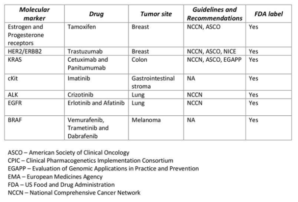 F1CDx 패널 상세 유전자/약물 이름 목록