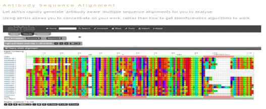 abYsis의 alignment를 통해 CDR을 얻는 과정 (http://www.chemogenomix.com/abysis)