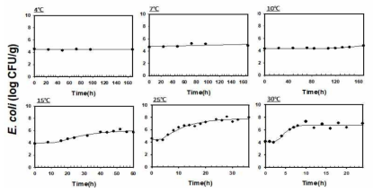 온도별 참치마요 삼각김밥의 병원성대장균 생장패턴