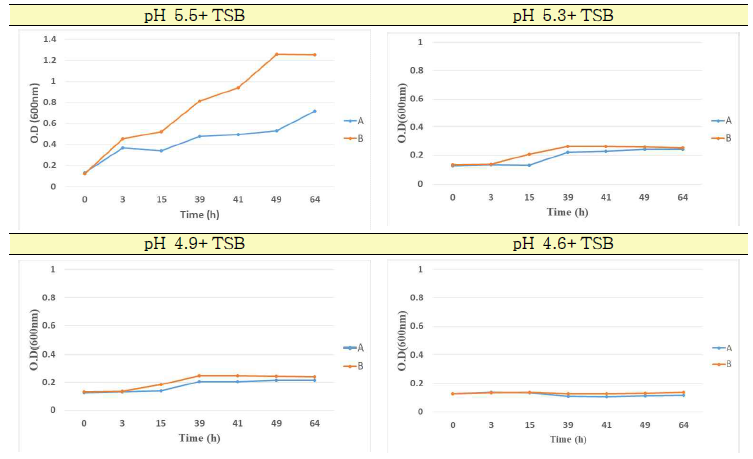 Lactic acid 조절에 따른 pH 별 병원성대장균의 생육차이 비교