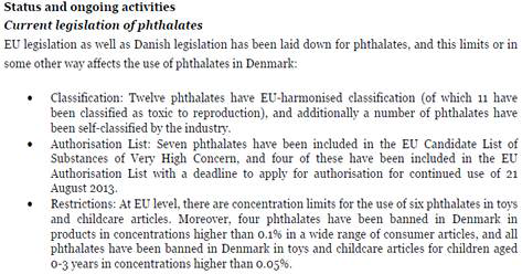 덴마크 EPA의 프탈레이트 규제
