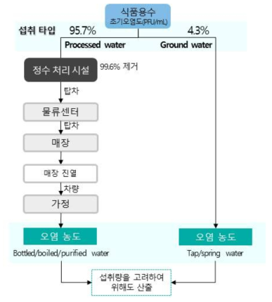 물(식품용수)에서 노로바이러스에 대한 위해평가 시나리오