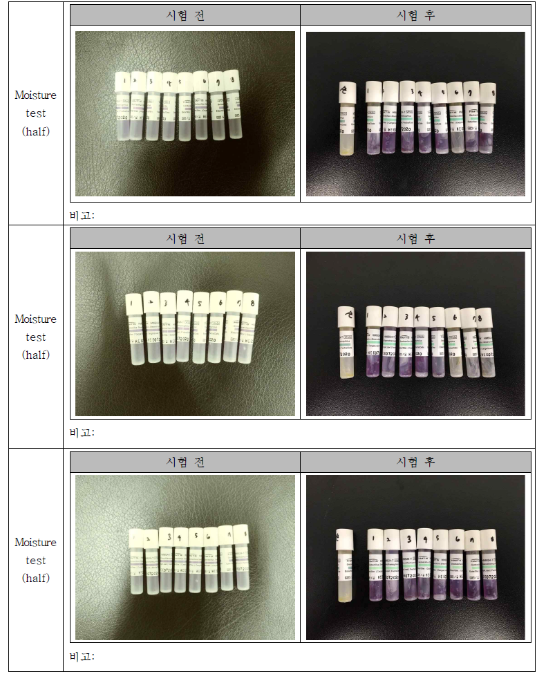 Moisture test 결과