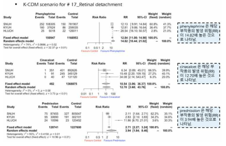 #17 망막박리 Random effects model의 메타분석 결과
