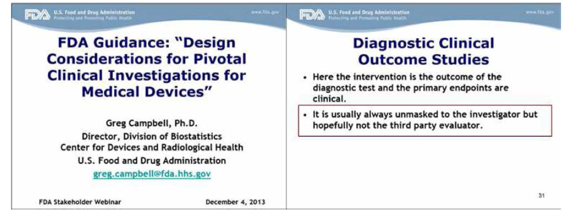FDA (2013) 가이드라인 개발자의 진단 연구에 대한 우려