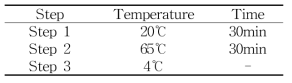cDNA 합성을 위한 PCR 조건 2