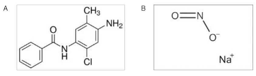 FRV-alkaline solution(좌), sodium nitrite solution(우)